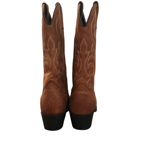 Men's Brown Leather Western Cowboy Boots Size 7EW Extra Wide Oil Resistant - Picture 5 of 6